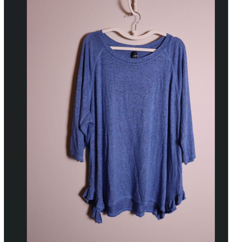 Lane Bryant Blue Tunic Top Size 18-20 Ruffle Hem NWT